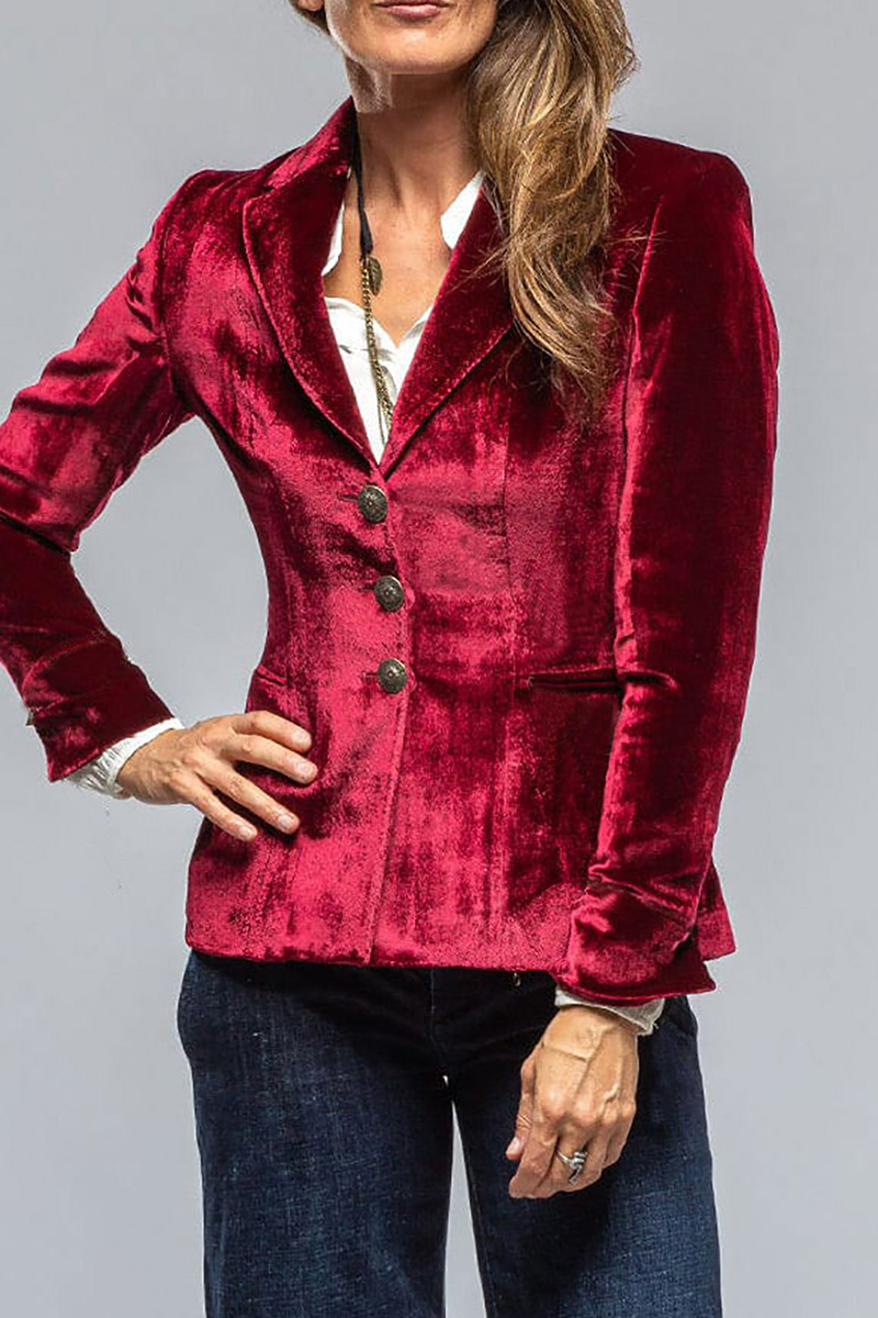 Claudette | Retro Velvet Blazer with Pockets Women