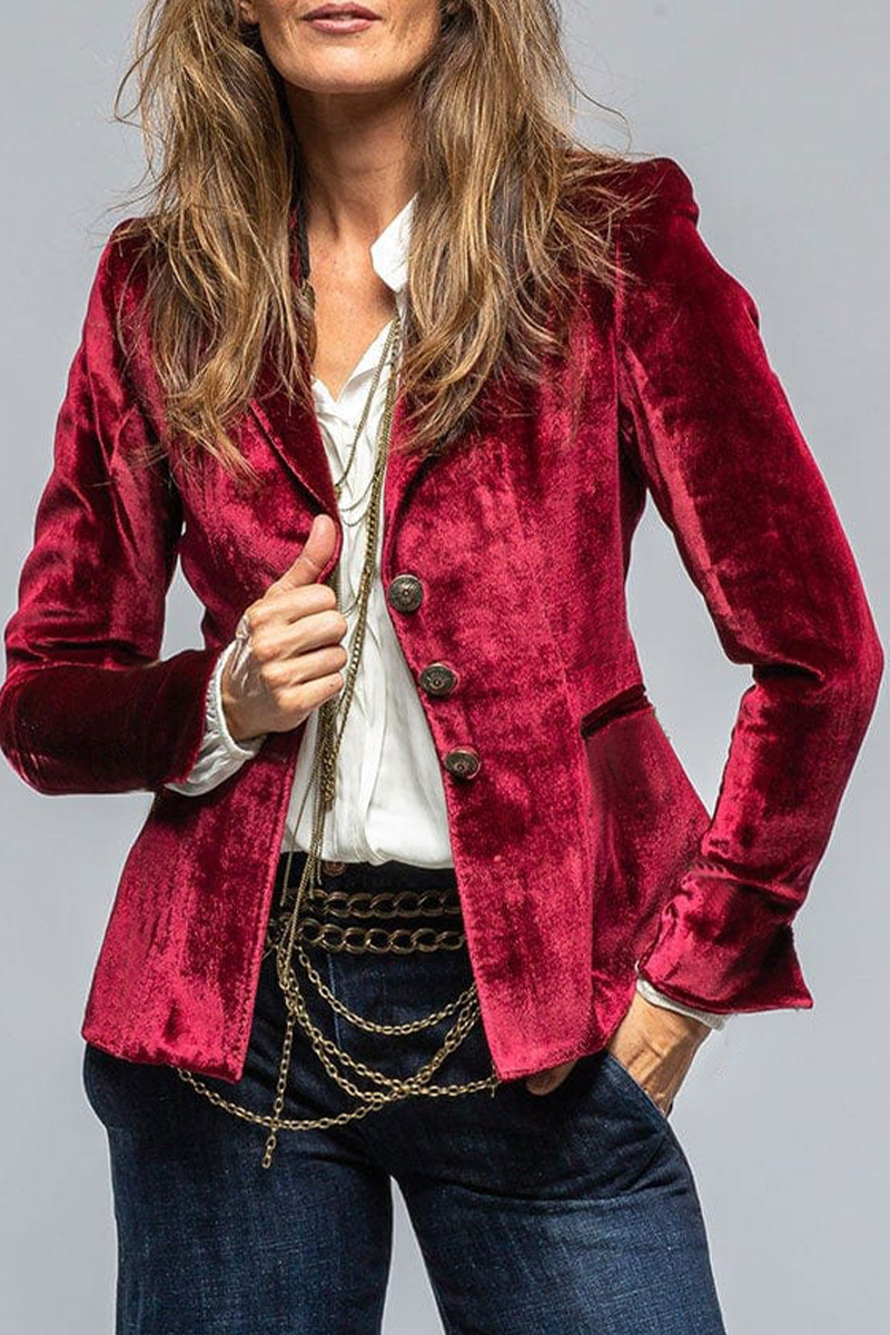 Claudette | Retro Velvet Blazer with Pockets Women