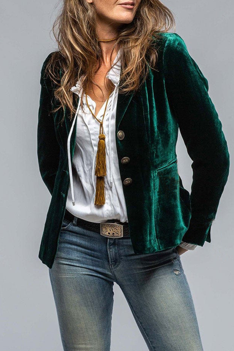 Claudette | Retro Velvet Blazer with Pockets Women