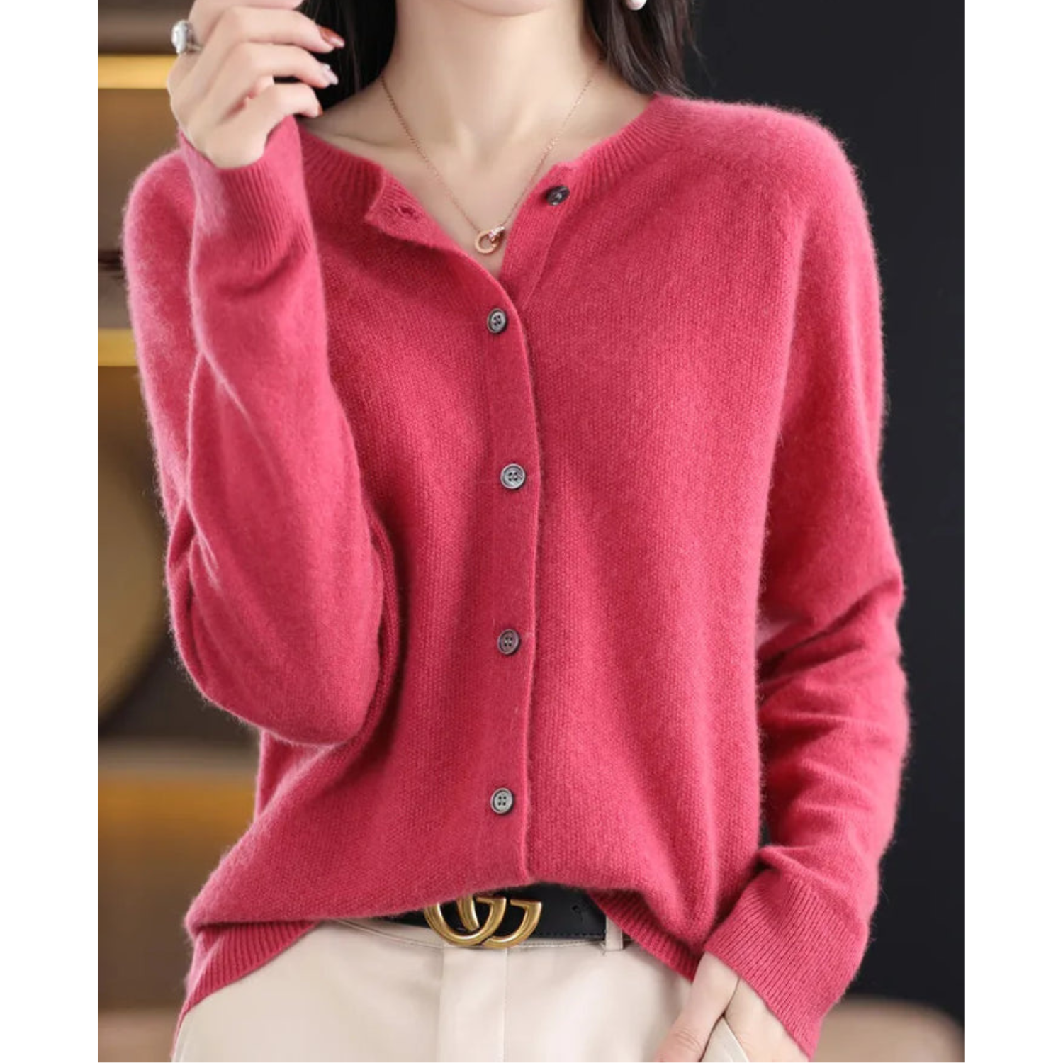 Elegant Button Cardigan Sweater | Leona | Women