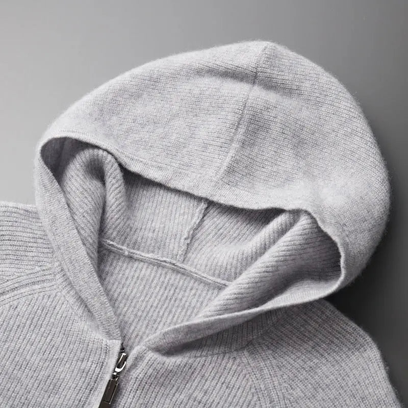 Men’s Zip-Up Knit Cardigan | Light Gray