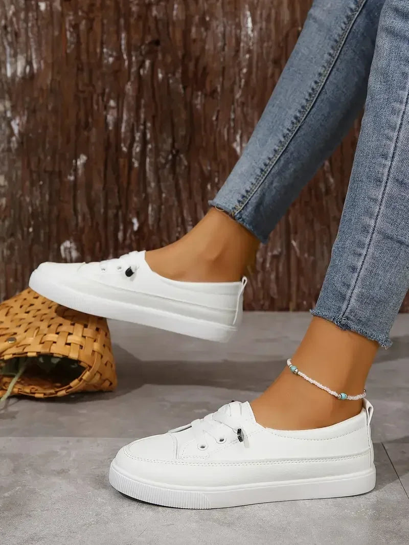 Women’s Lace-Up Flat Sneakers | Casual Round Toe Shoes | Emilia