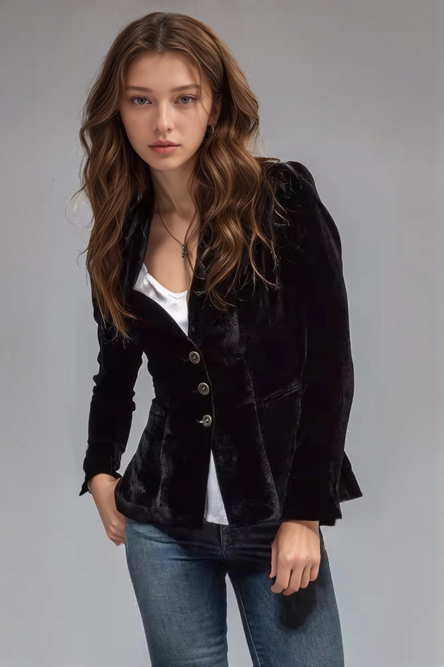 Claudette | Retro Velvet Blazer with Pockets Women