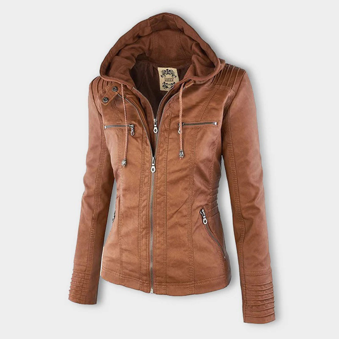 PU Leather Hooded Jacket | Elvira | Women