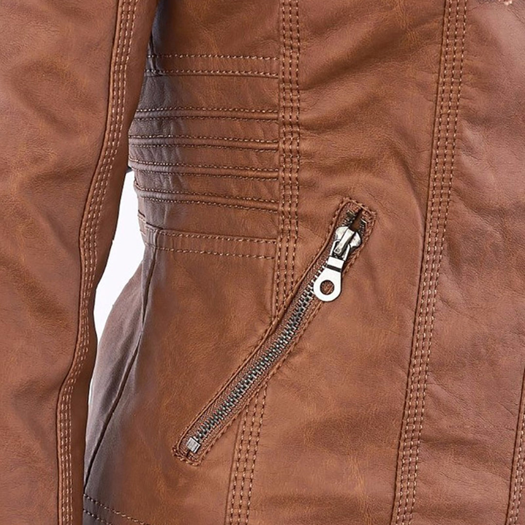PU Leather Hooded Jacket | Elvira | Women