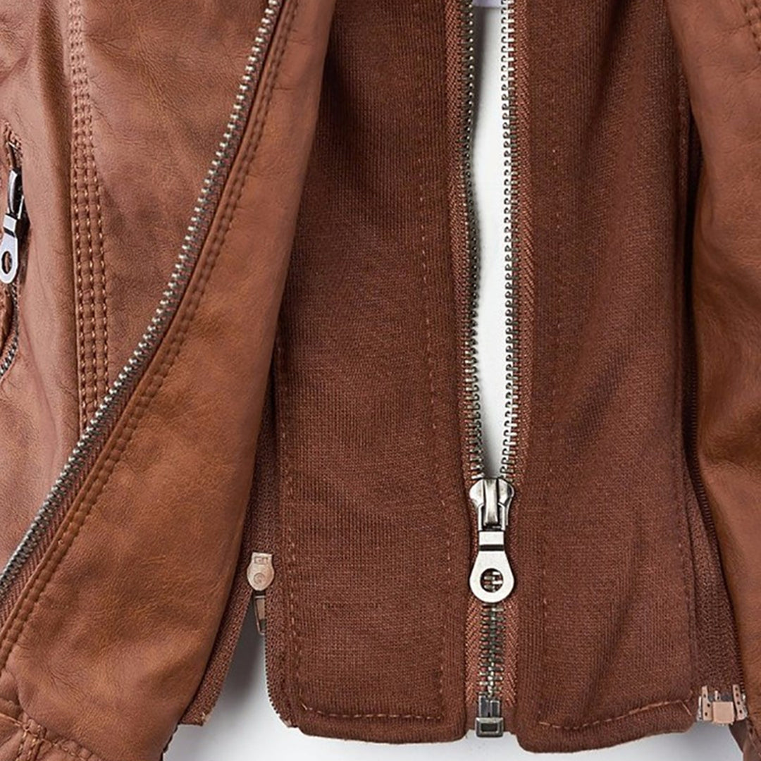 PU Leather Hooded Jacket | Elvira | Women