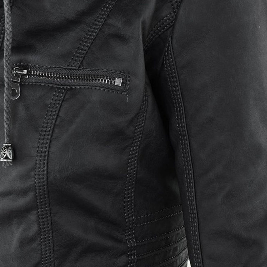 PU Leather Hooded Jacket | Elvira | Women