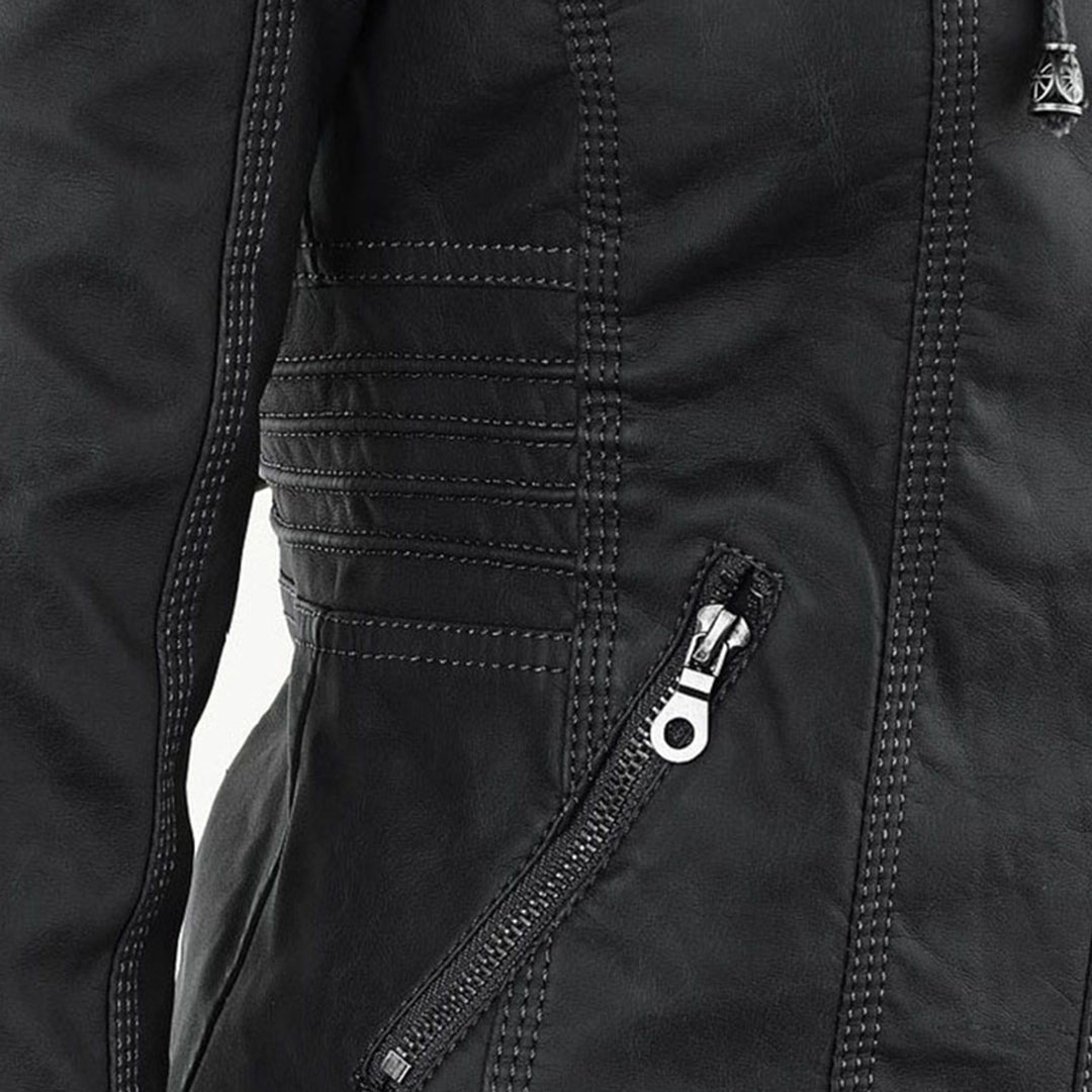 PU Leather Hooded Jacket | Elvira | Women