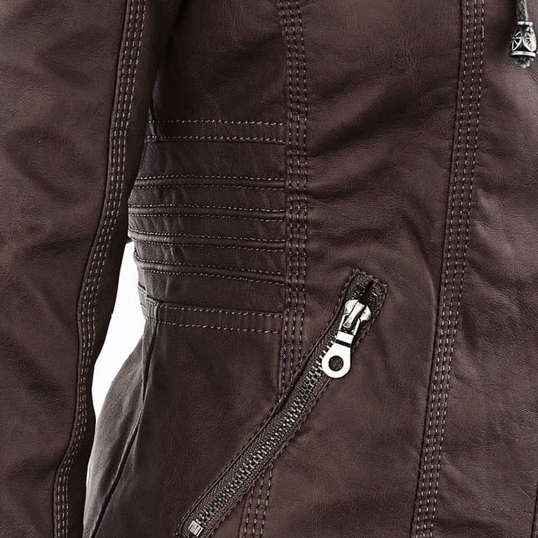 PU Leather Hooded Jacket | Elvira | Women