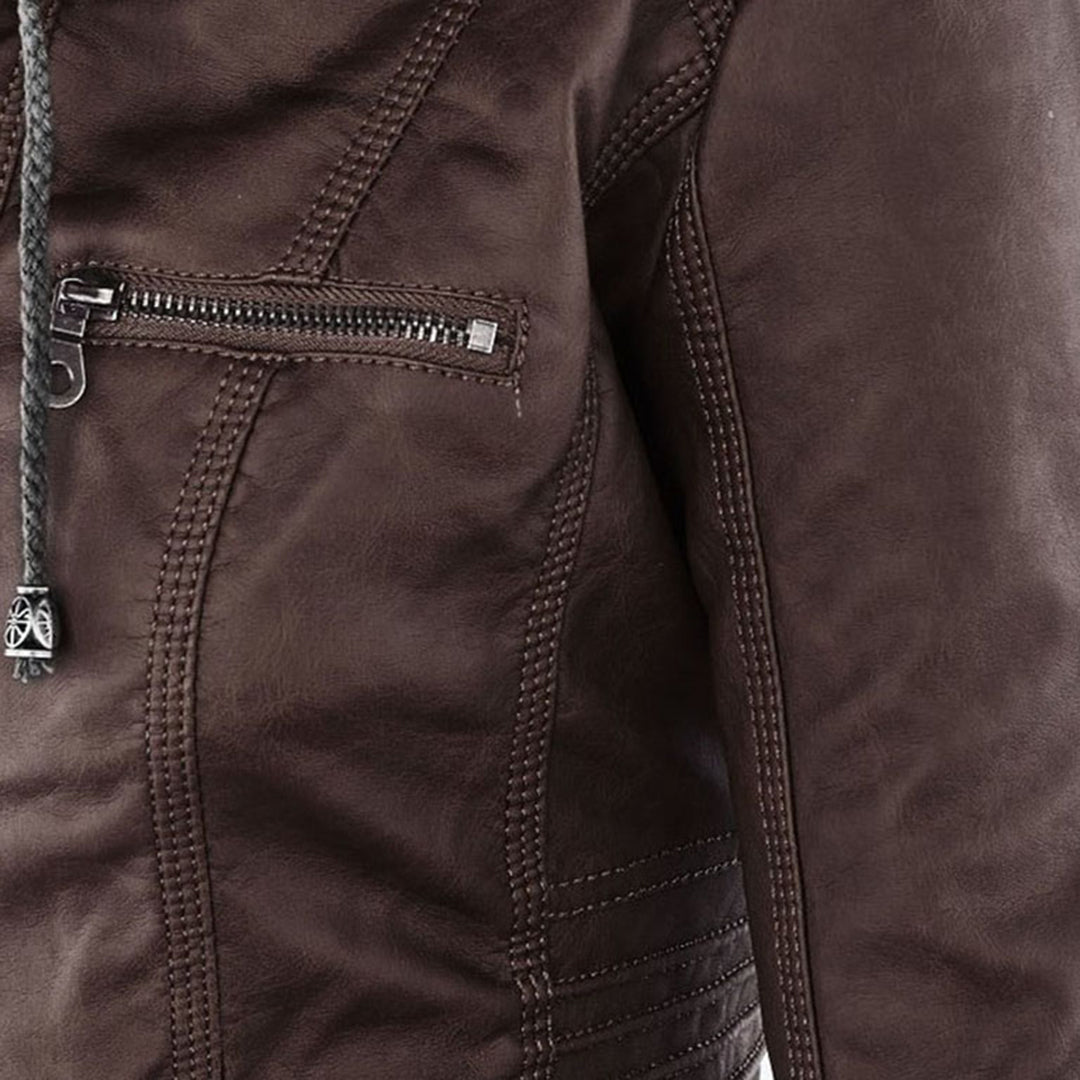 PU Leather Hooded Jacket | Elvira | Women
