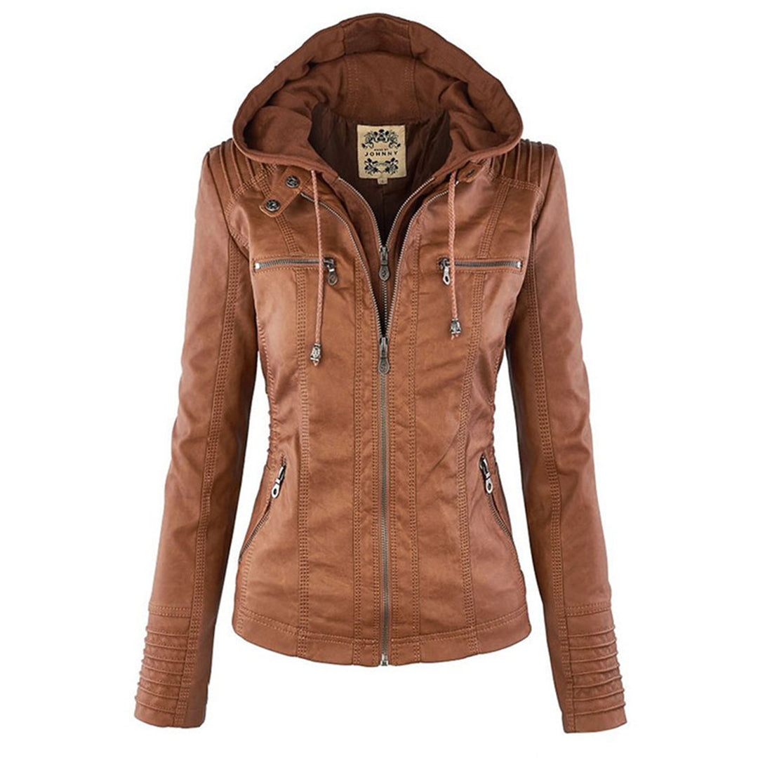 PU Leather Hooded Jacket | Elvira | Women