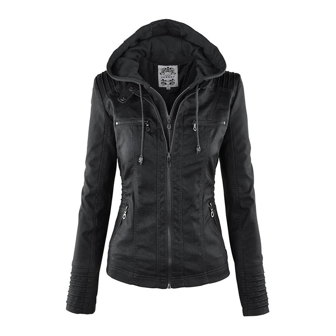 PU Leather Hooded Jacket | Elvira | Women