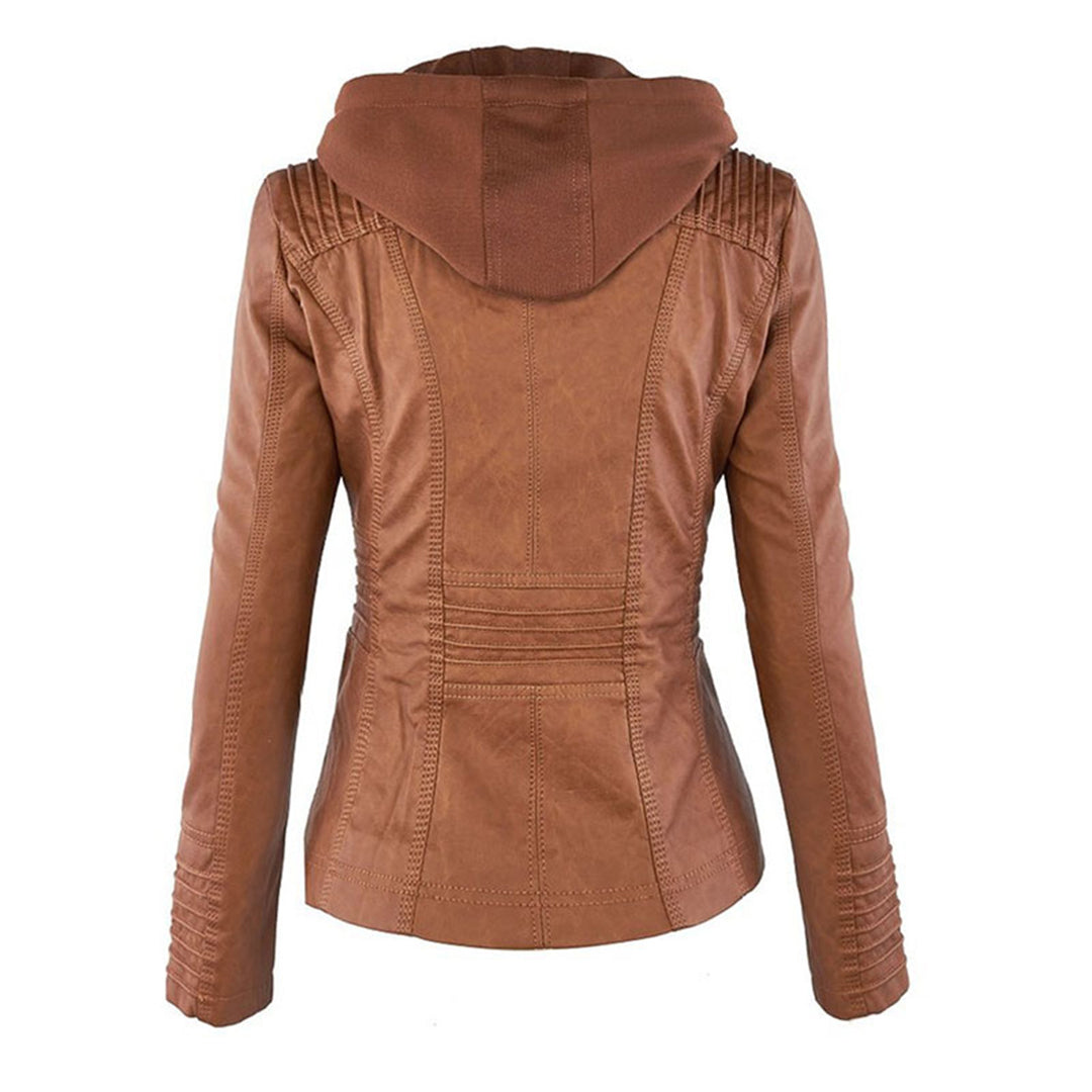 PU Leather Hooded Jacket | Elvira | Women