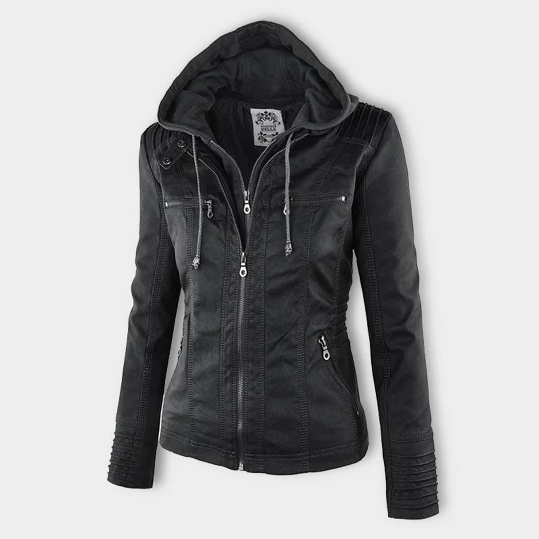 PU Leather Hooded Jacket | Elvira | Women