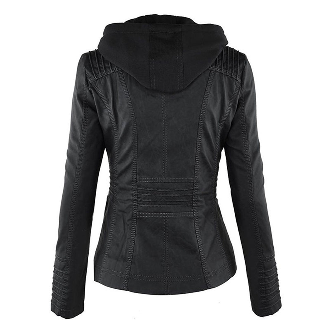 PU Leather Hooded Jacket | Elvira | Women