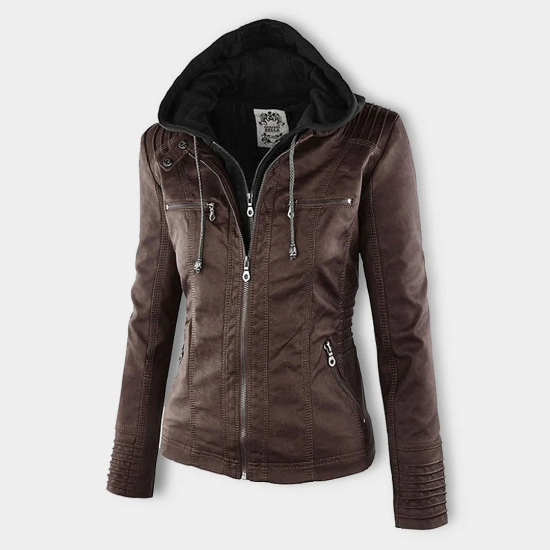 PU Leather Hooded Jacket | Elvira | Women