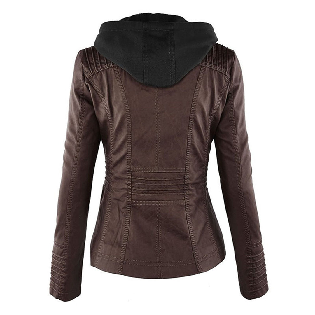 PU Leather Hooded Jacket | Elvira | Women