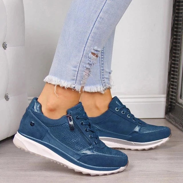 Eliza | Textured Panel Zip Sneakers – Casual Style Women