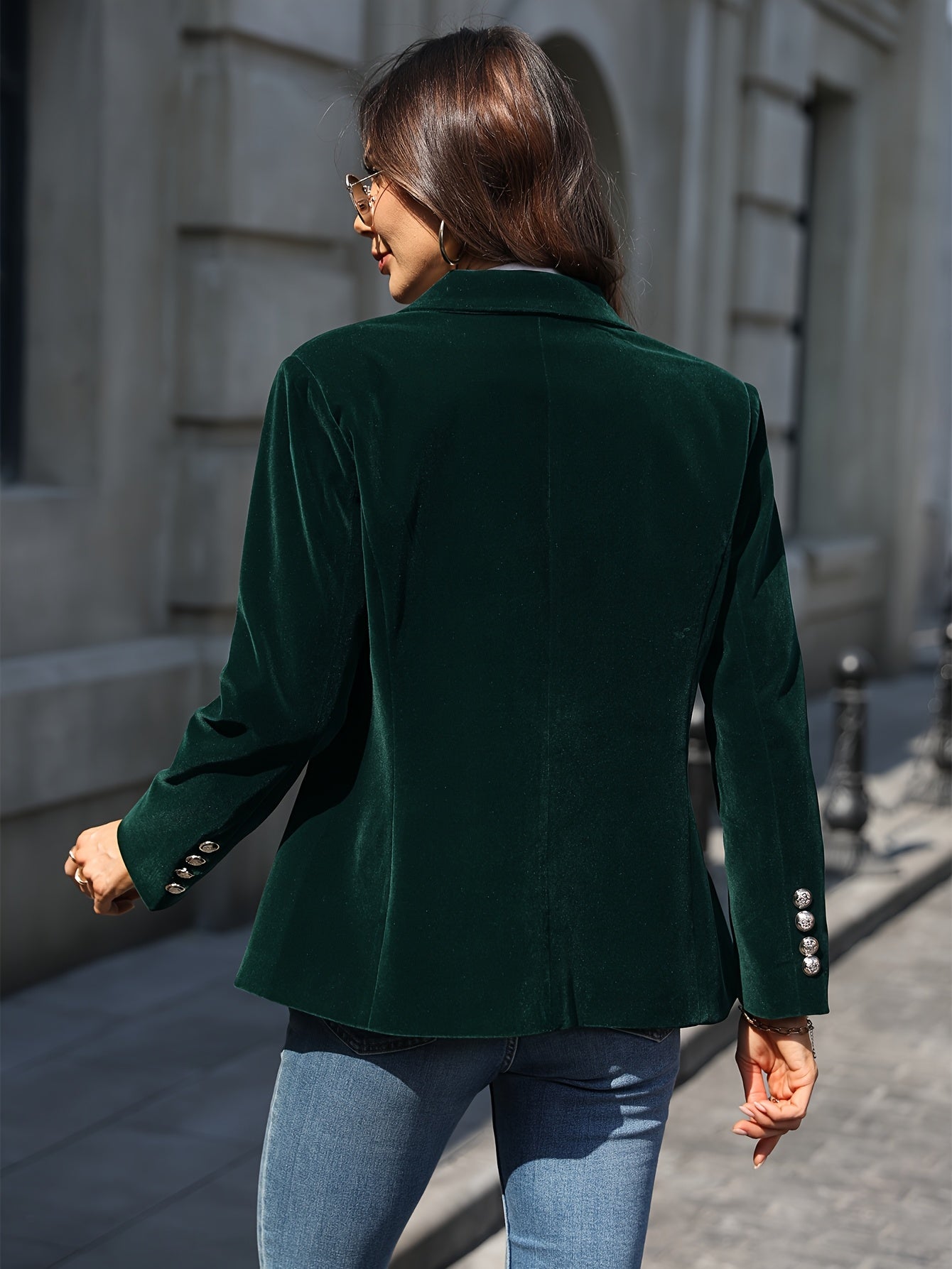 Vivienne | Velvet Blazer with Gold Button Accents Women